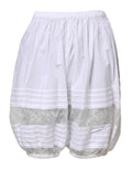 Shorts en coton blanc à taille haute avec panneaux en dentelle Dolce & Gabbana, style élégant et sophistiqué.