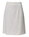 Jupe midi blanche Dolce & Gabbana en brocart florale à taille haute en coupe trapèze.