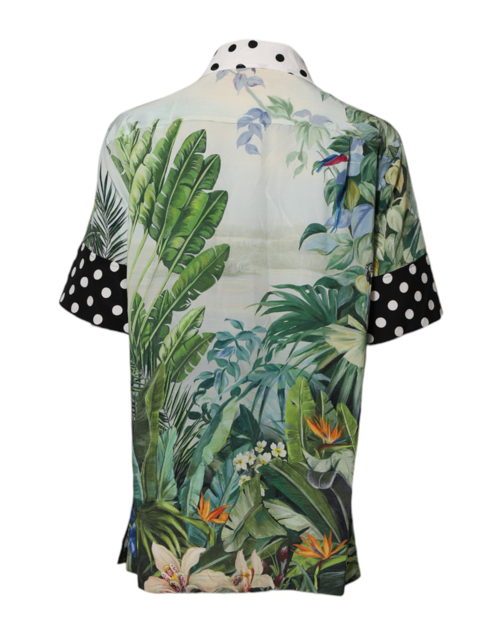 Chemise en soie Dolce & Gabbana à col, imprimé multicolore, élégante et fluide pour un style sophistiqué.
