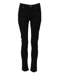 Jean skinny noir en coton avec logo Dolce & Gabbana, taille mi-haute, denim élégant et ajusté.