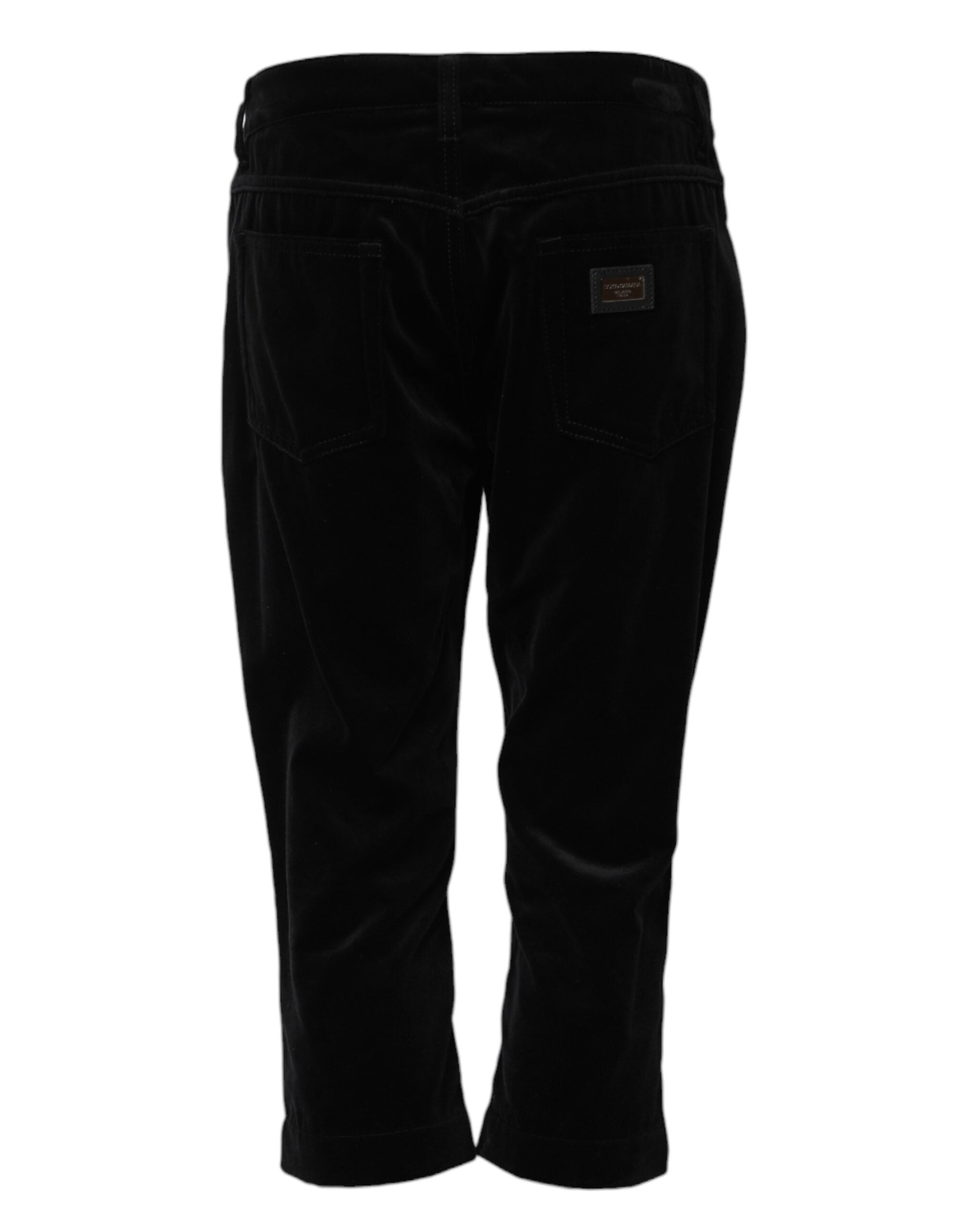 Jean capri skinny en denim noir Dolce & Gabbana en coton, coupe cropped et ajustée, visible avec détails de couture.