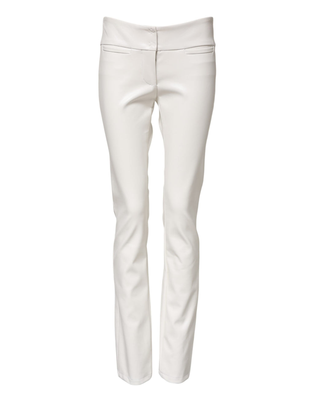 Pantalons taille haute en polyuréthane blanc de Dolce & Gabbana, coupe tapered élégante et moderne.