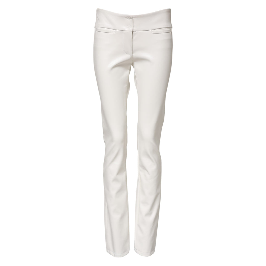 Pantalons taille haute en polyurethane blanc de Dolce & Gabbana, coupe tapered pour un style élégant et moderne.