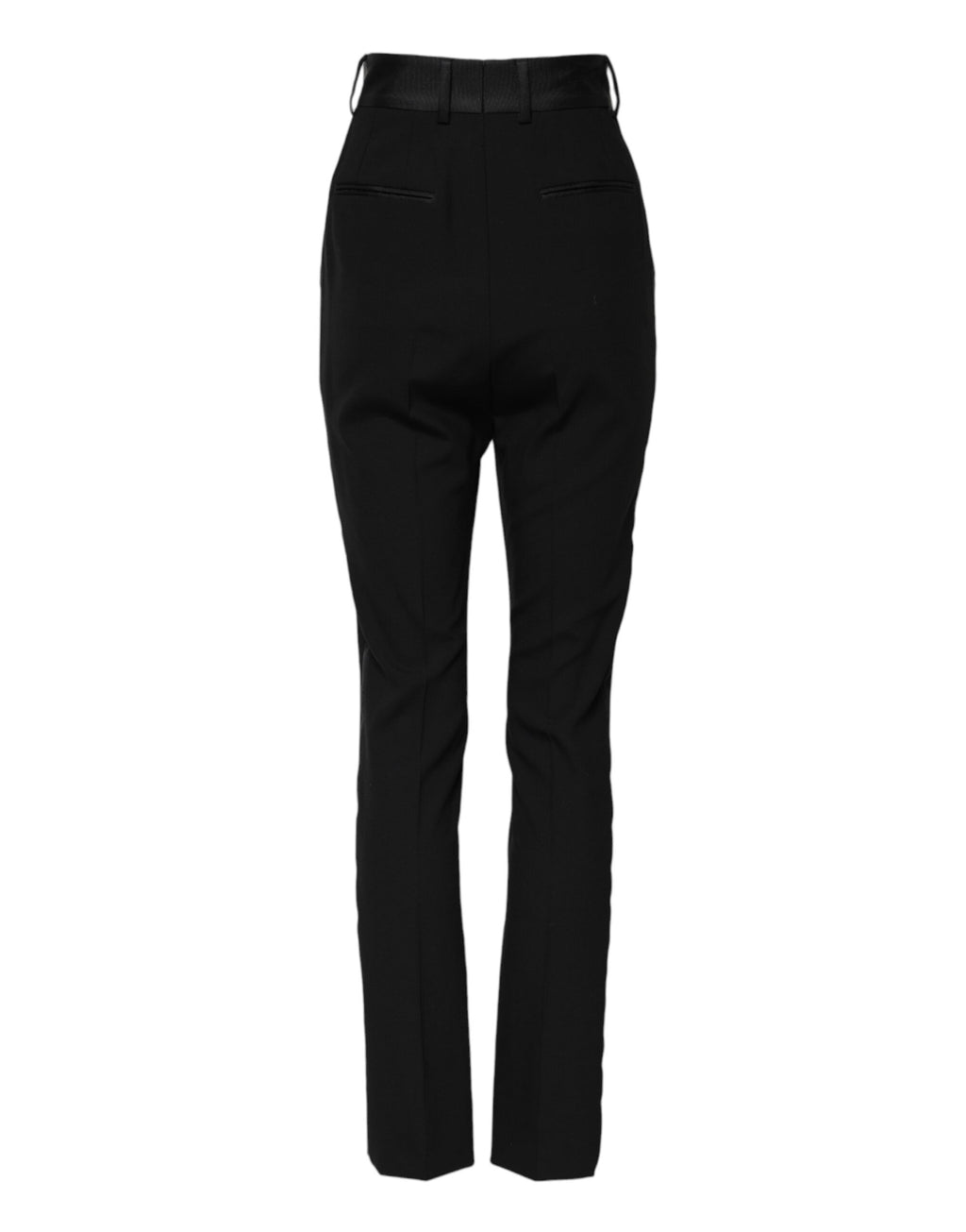 Pantalon skinny noir en laine à taille haute de Dolce & Gabbana, coupe élégante et ajustée, vue de face.