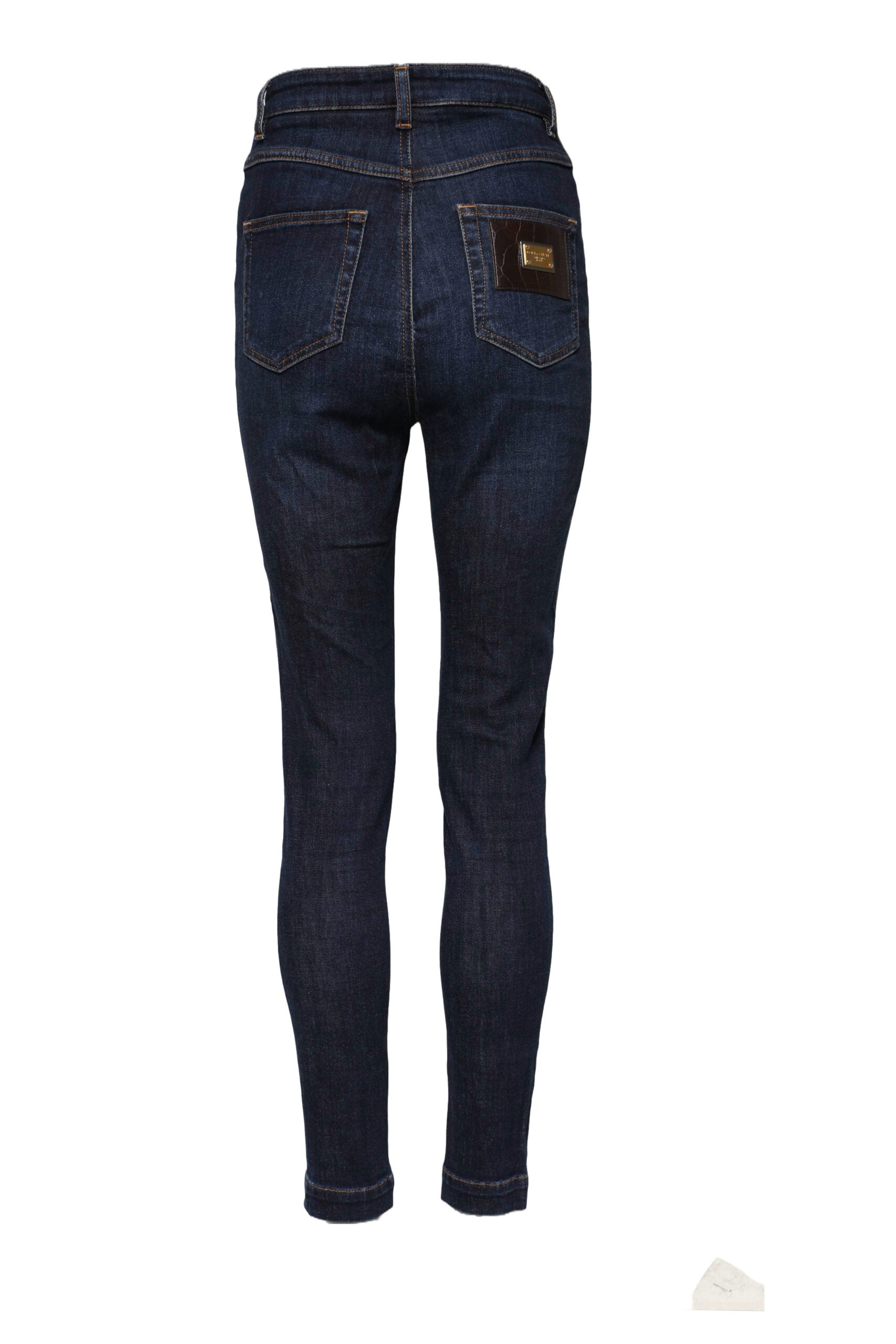 Jeans skinny en denim bleu à taille haute Dolce & Gabbana, coupe ajustée et détails classiques.