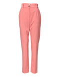 Pantalon femme Dolce & Gabbana rose à taille haute et coupe tapered, tissu élégant et finition soignée.