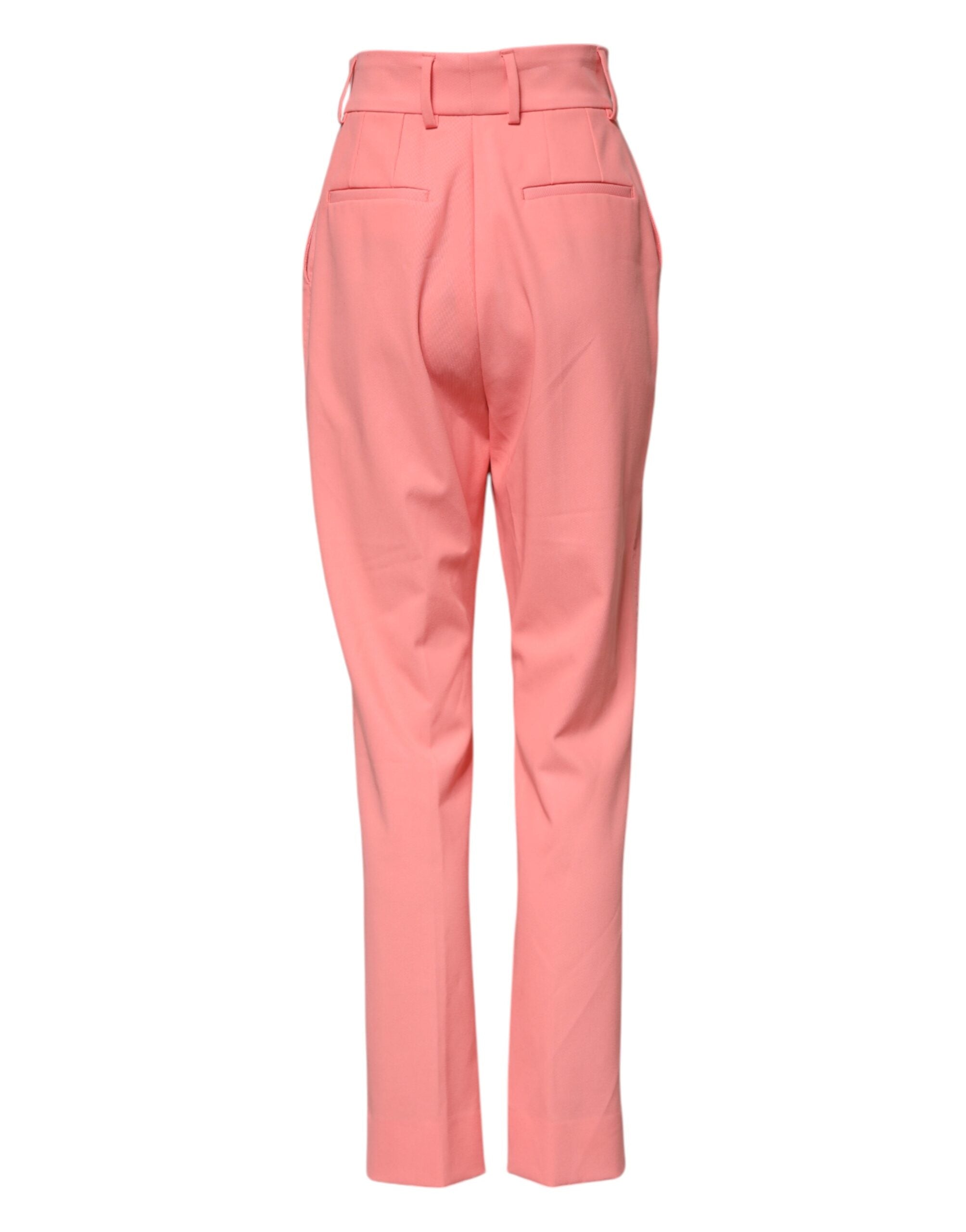 Pantalon cigarette rose à taille haute de Dolce & Gabbana, coupe tapered et élégante, en tissu léger.
