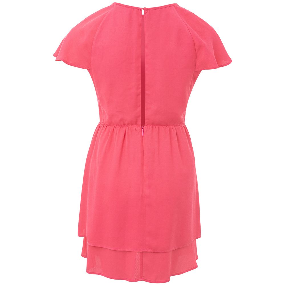 Robe courte en viscose fuchsia de la marque Armani Exchange, avec coupe élégante et détail de design moderne.