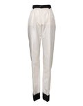 Pantalon blanc Dolce & Gabbana à taille haute et coupe droite, style pantalon habillé pour femme.