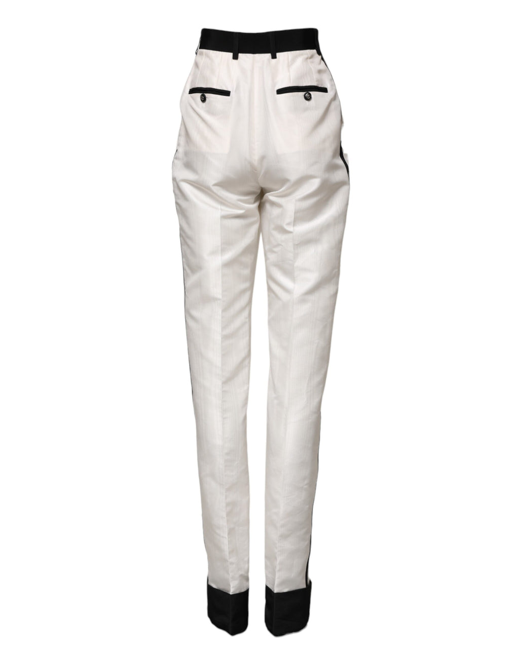 Pantalon blanc Dolce & Gabbana à taille haute et coupe droite, pantalon élégant pour femme.