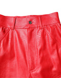 Pantalon rouge en viscose à taille haute et coupe tapered par Dolce & Gabbana, vue de face.