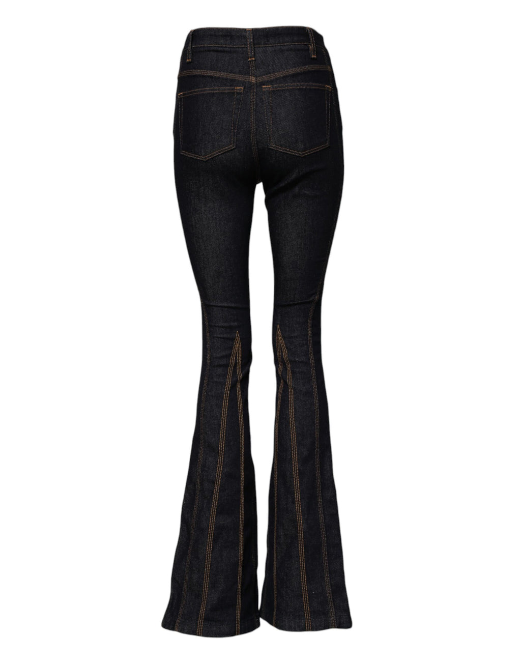 Jeans en denim noir Dolce & Gabbana, coupe bootcut, taille mi-haute, en coton, vue de face.