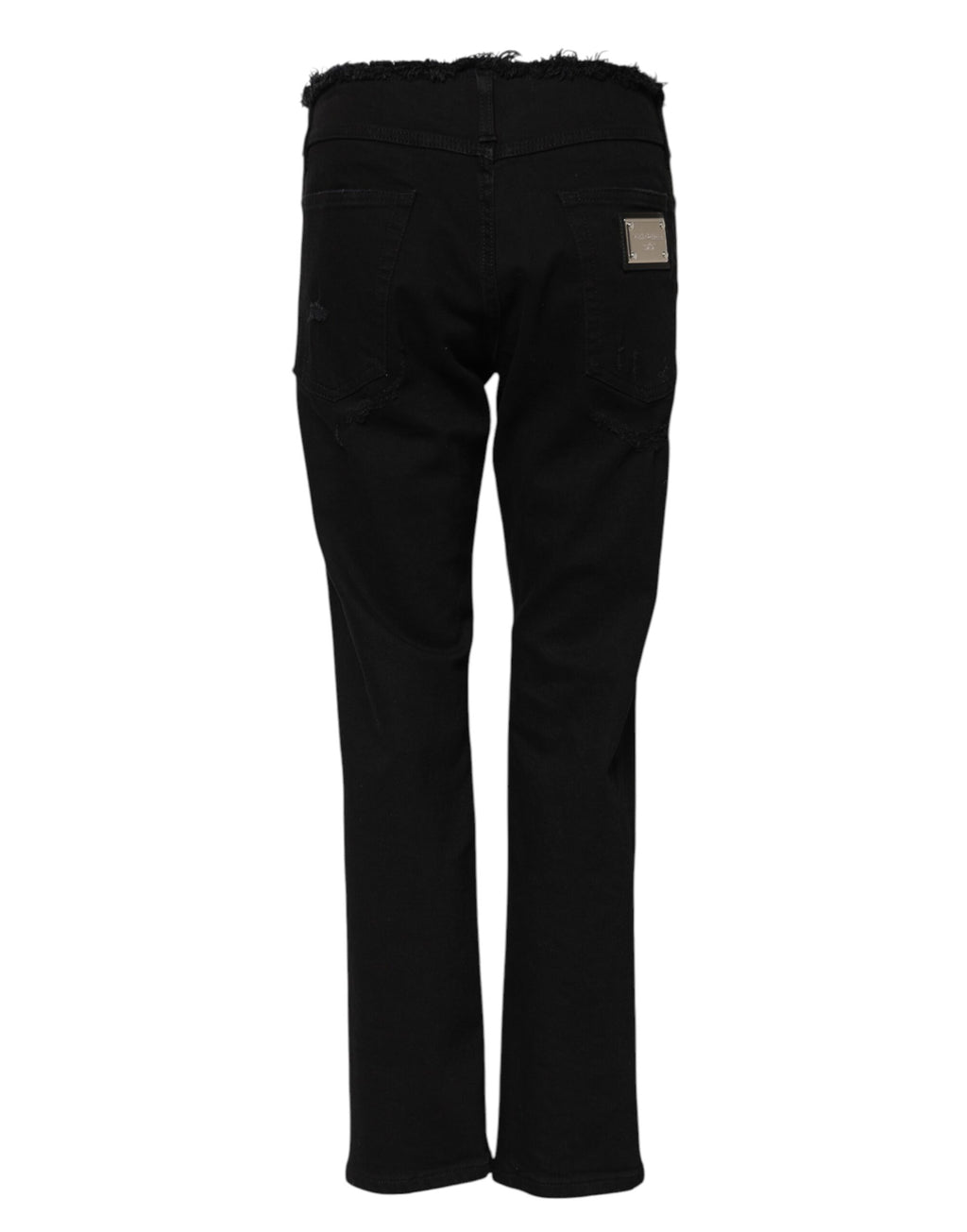Jeans en denim noir Dolce & Gabbana, coupe évasée, taille mi-haute, coton, mode élégante pour femmes.