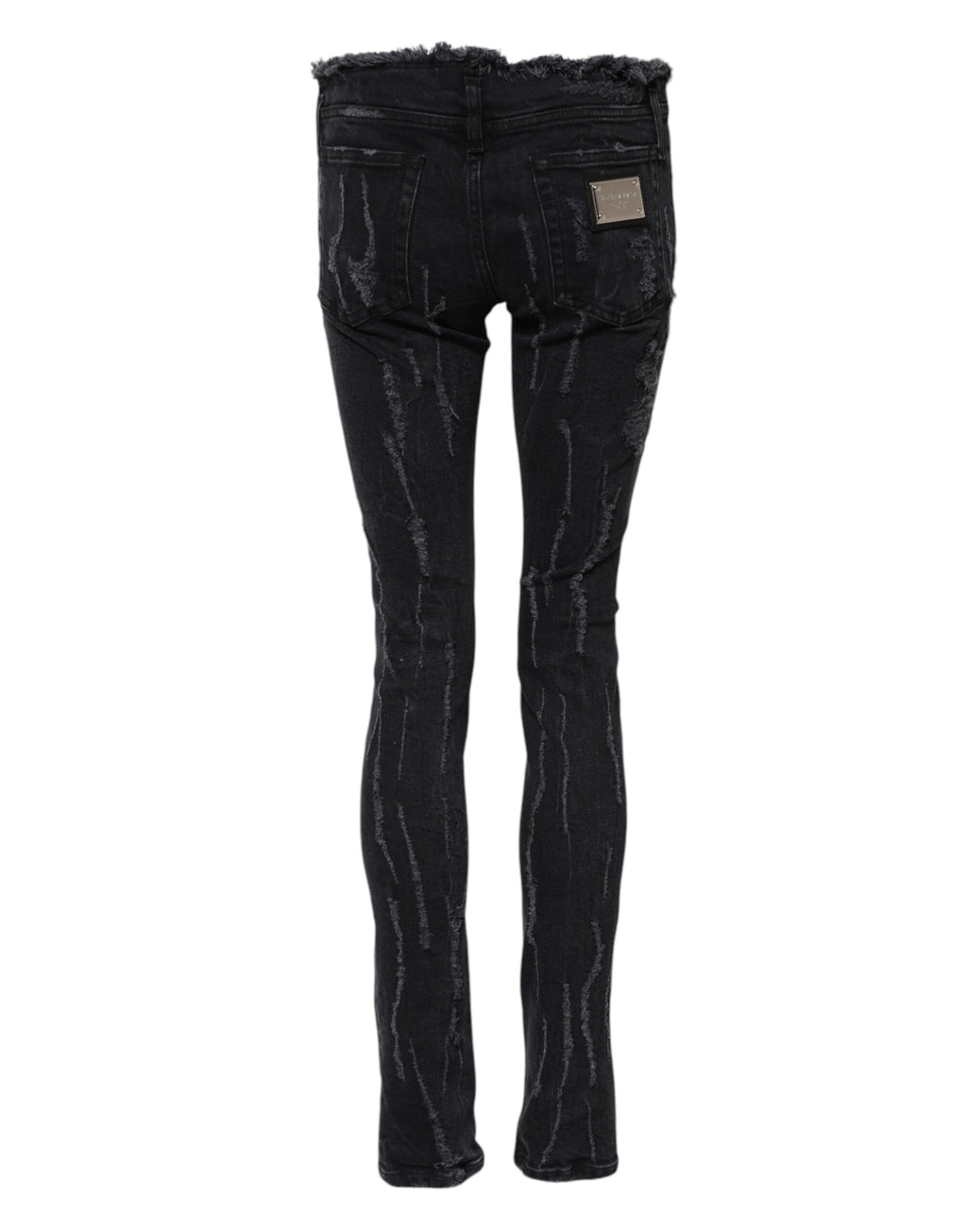 Jeans skinny en coton noir Dolce & Gabbana avec déchirures, style tattered, ajustés et tendance.