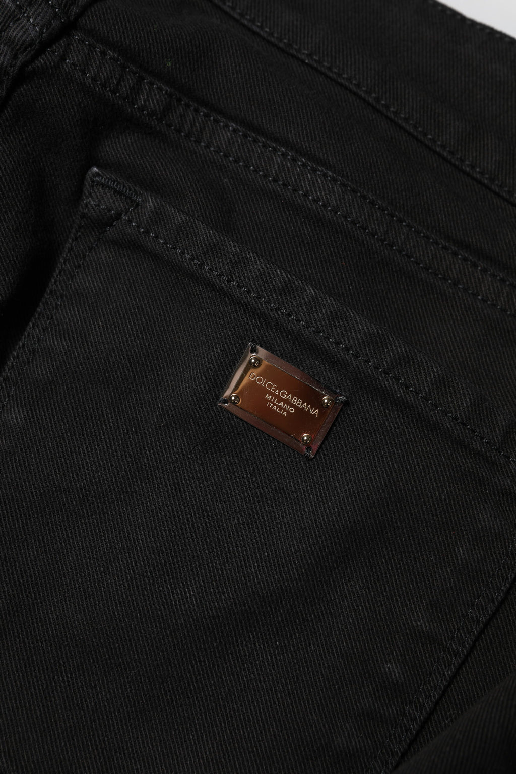 Jean skinny noir en denim en coton Dolce & Gabbana avec logo, taille mi-haute, ajusté et tendance.