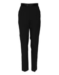Pantalons en laine noirs Dolce & Gabbana à taille haute et coupe tapered, détails élégants et finition soignée.