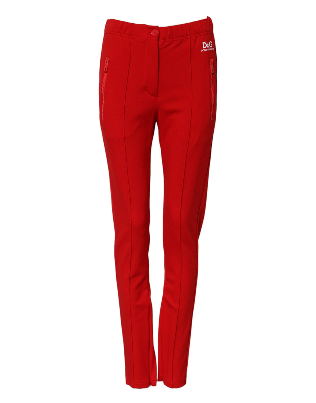 Pantalon slim taille moyenne rouge de Dolce & Gabbana, coupe ajustée et finition élégante, vue de face.