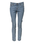 Jeans skinny en coton bleu Dolce & Gabbana PRETTY à taille moyenne, visible avec détails et coupe ajustée.