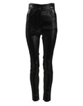 Pantalons skinny en coton stretch noir Dolce & Gabbana avec fil lurex, ajustés et élégants, visibles en gros plan.