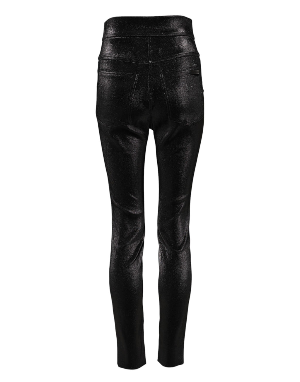 Pantalon skinny noir en coton extensible avec fil lurex de Dolce & Gabbana, ajusté et élégant, visible en détail.
