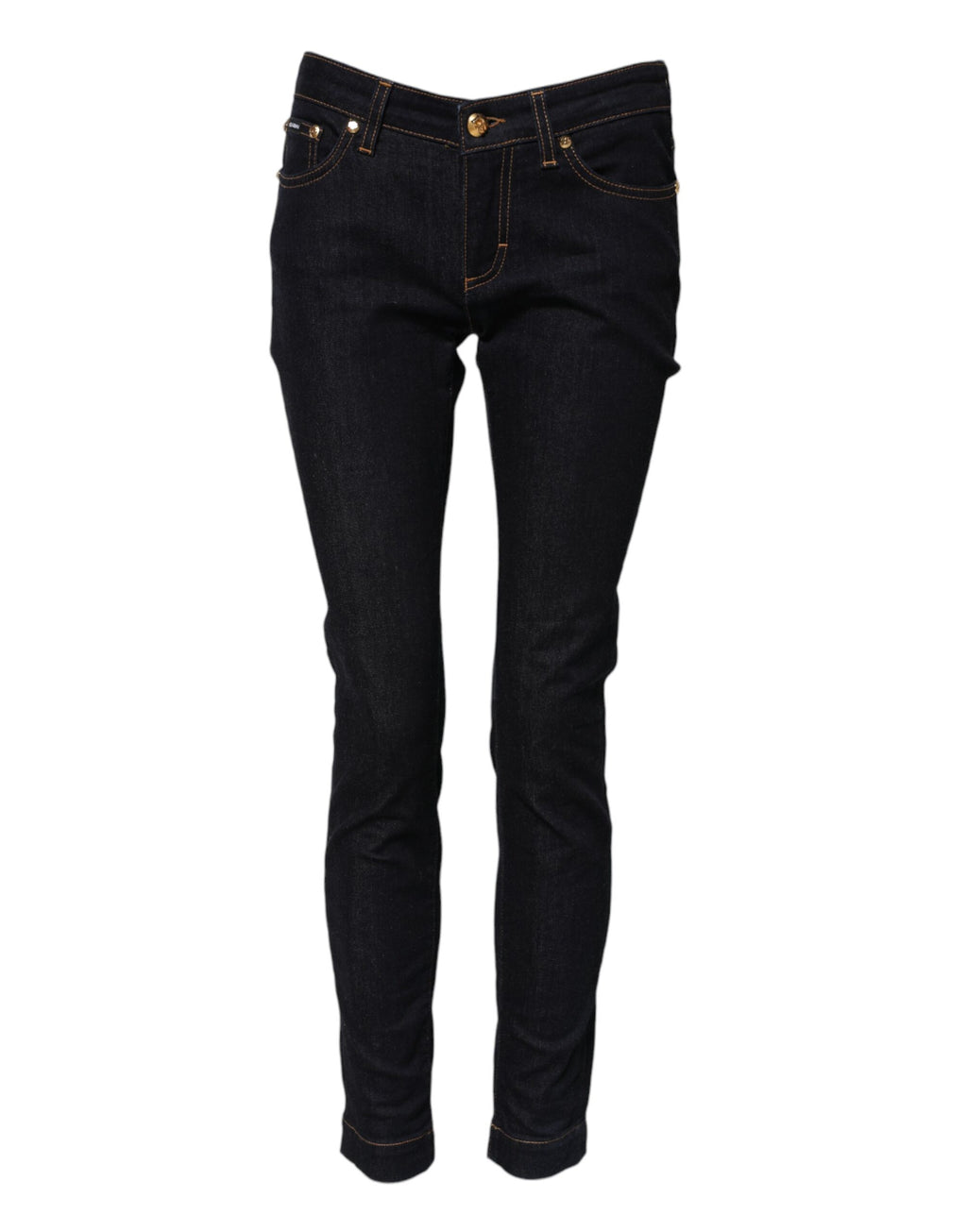 Jean skinny en coton bleu Dolce & Gabbana PRETTY à taille basse, coupe ajustée et style tendance visible sur l'image.