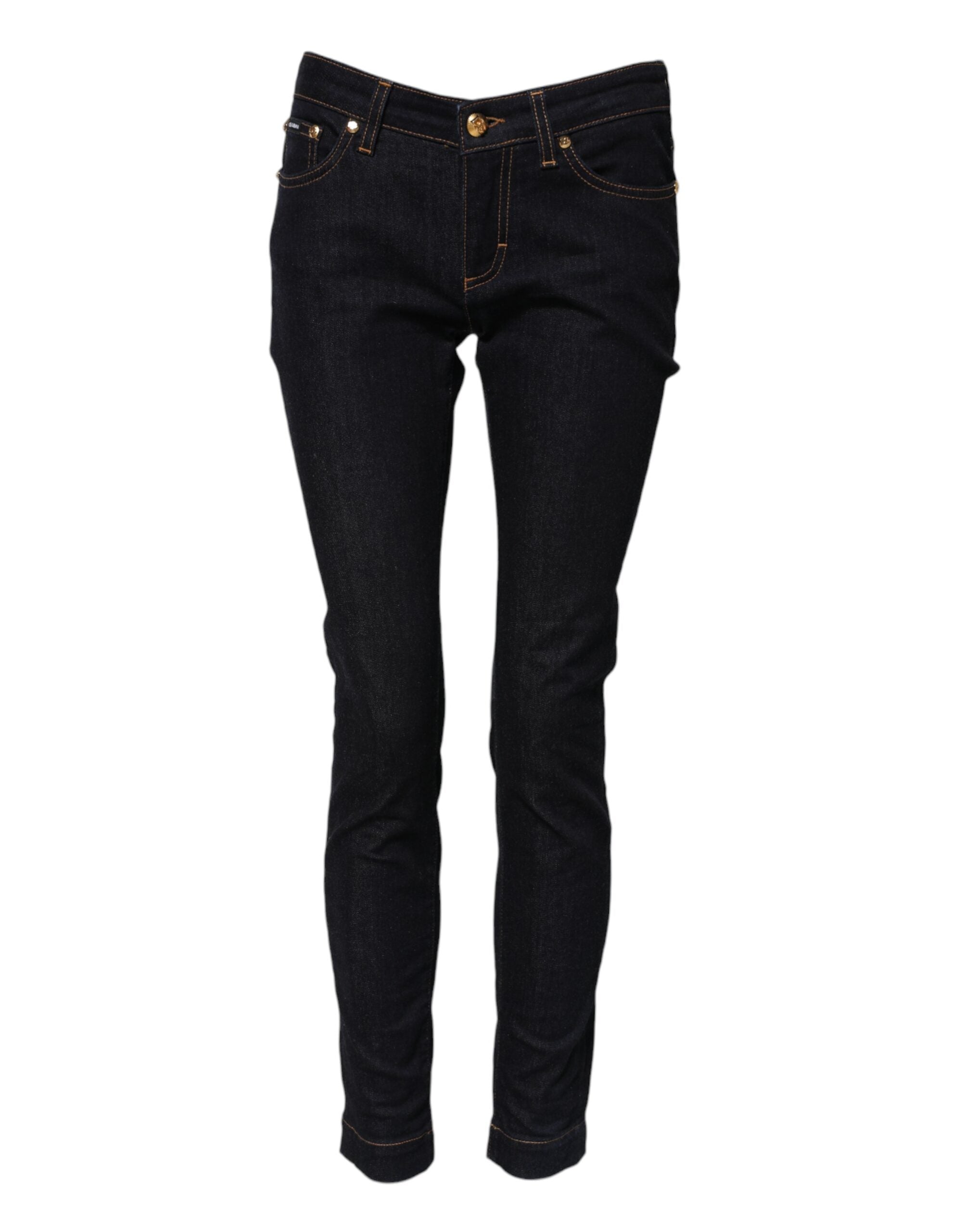 Jean skinny en coton bleu Dolce & Gabbana PRETTY à taille basse, coupe ajustée et style tendance visible sur l'image.