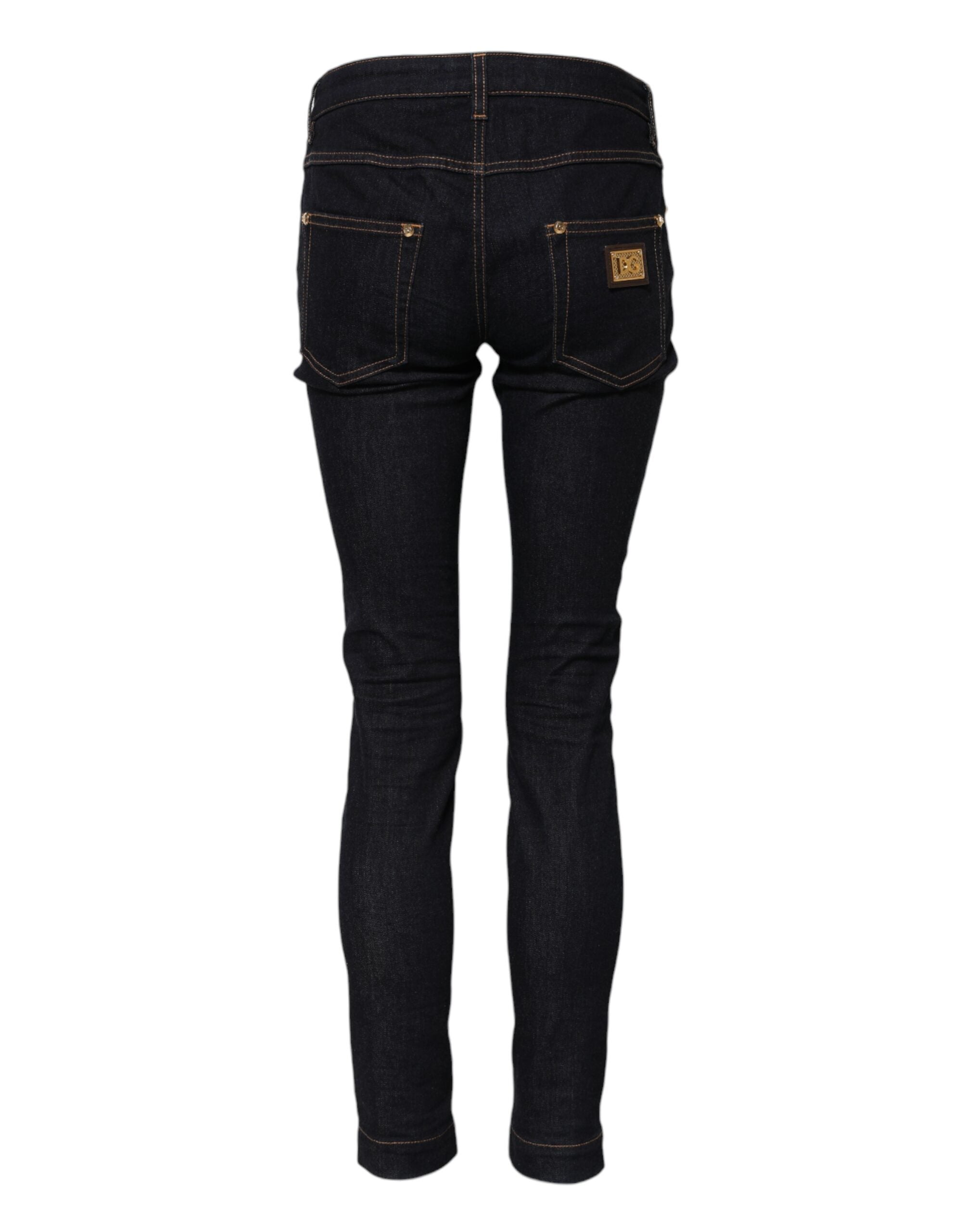 Jean skinny en denim coton bleu Dolce & Gabbana PRETTY à taille basse, coupe ajustée, visible dans l'image.