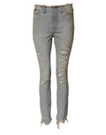 Jean skinny taille haute en denim Dolce & Gabbana Light Blue, vue de face avec détails de la coupe et la couleur claire.