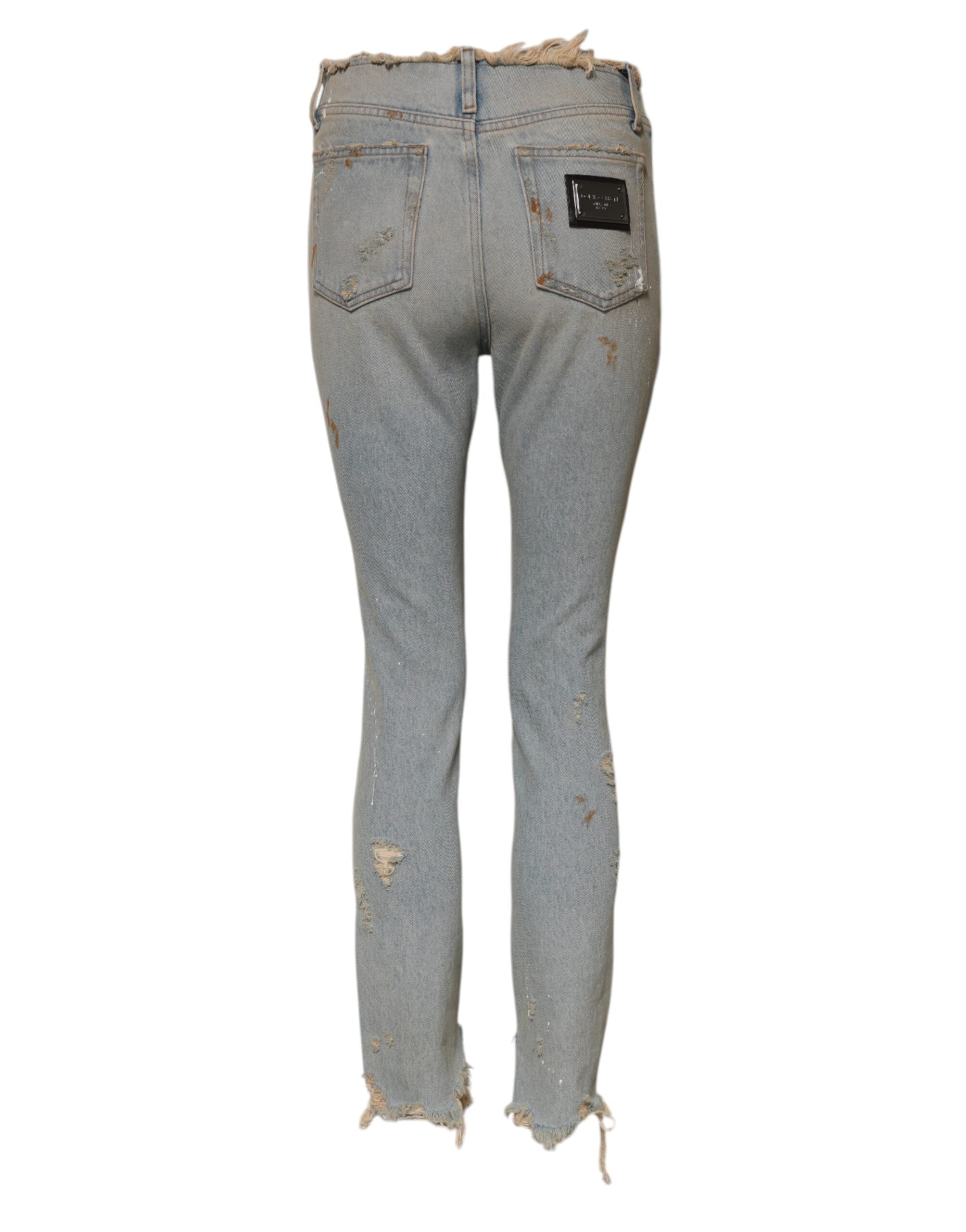Jeans skinny en denim à taille haute Dolce & Gabbana Light Blue, visible détails et coupe moderne.