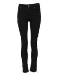 Jeans skinny en coton noir Dolce & Gabbana, taille mi-haute, ajustés, avec détails en denim.