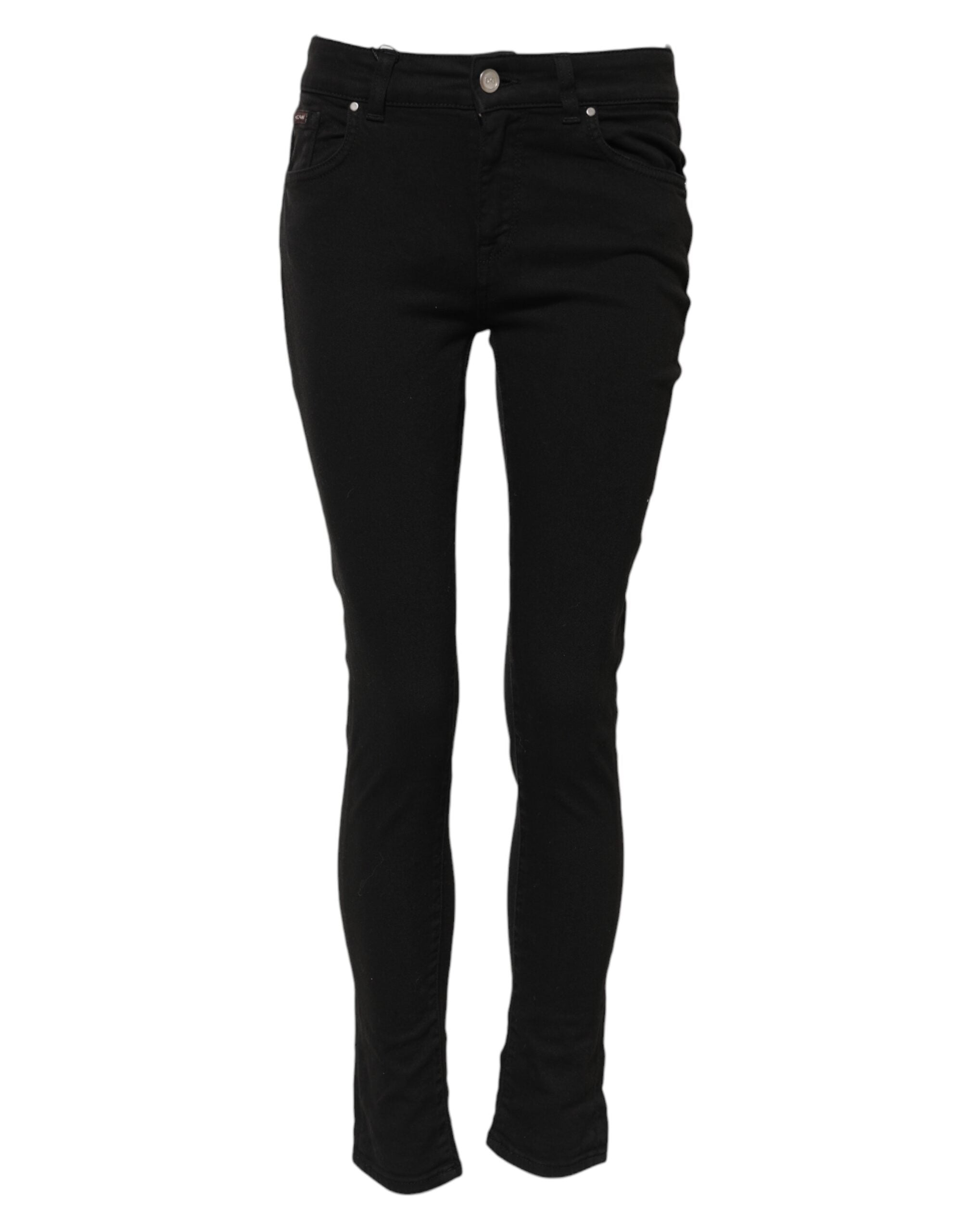 Jeans skinny en coton noir de Dolce & Gabbana avec taille mi-haute, coupe ajustée et détails denim.