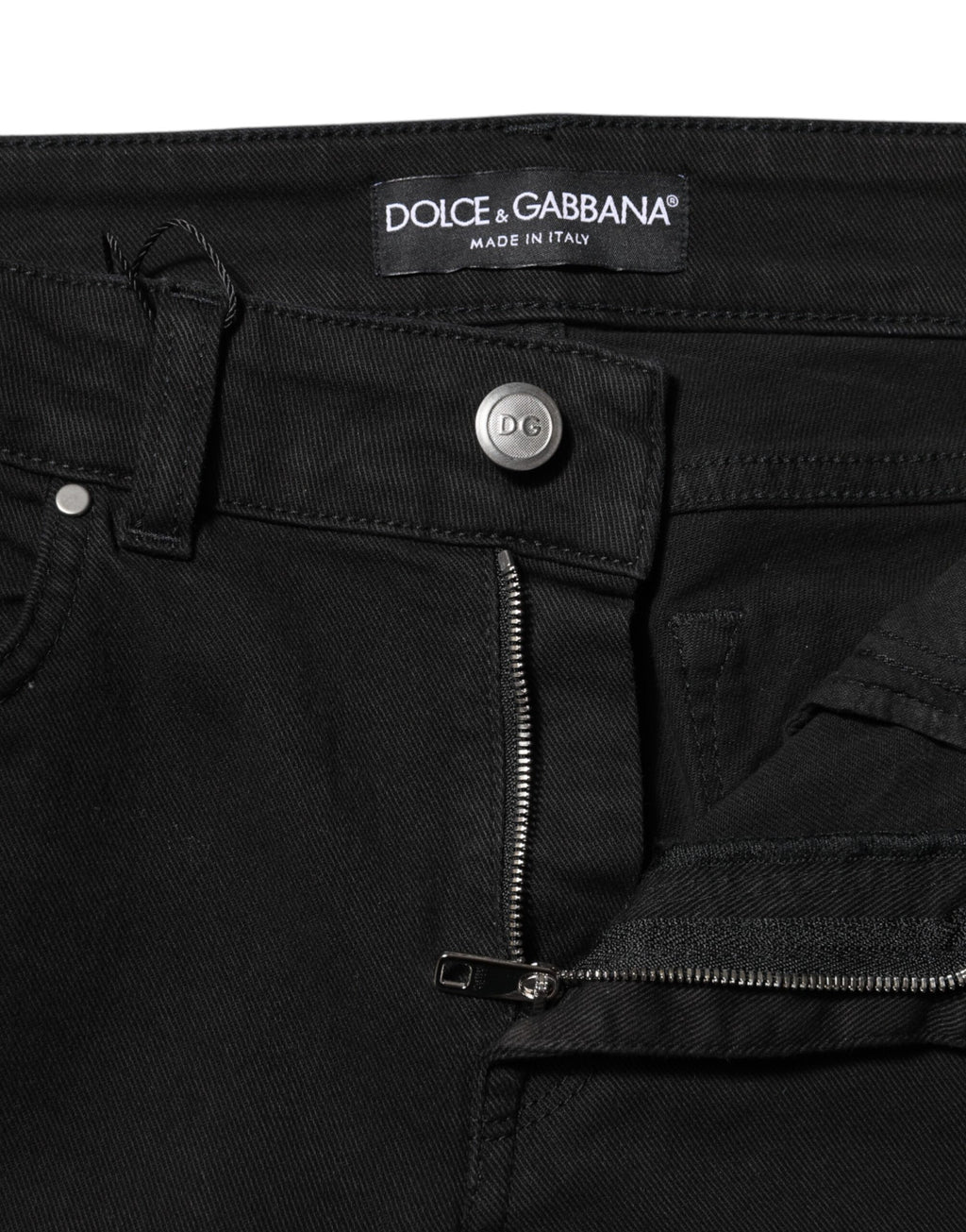 Jeans skinny en coton noir Dolce & Gabbana avec taille mi-haute, détails en denim, visible en image 8061932.