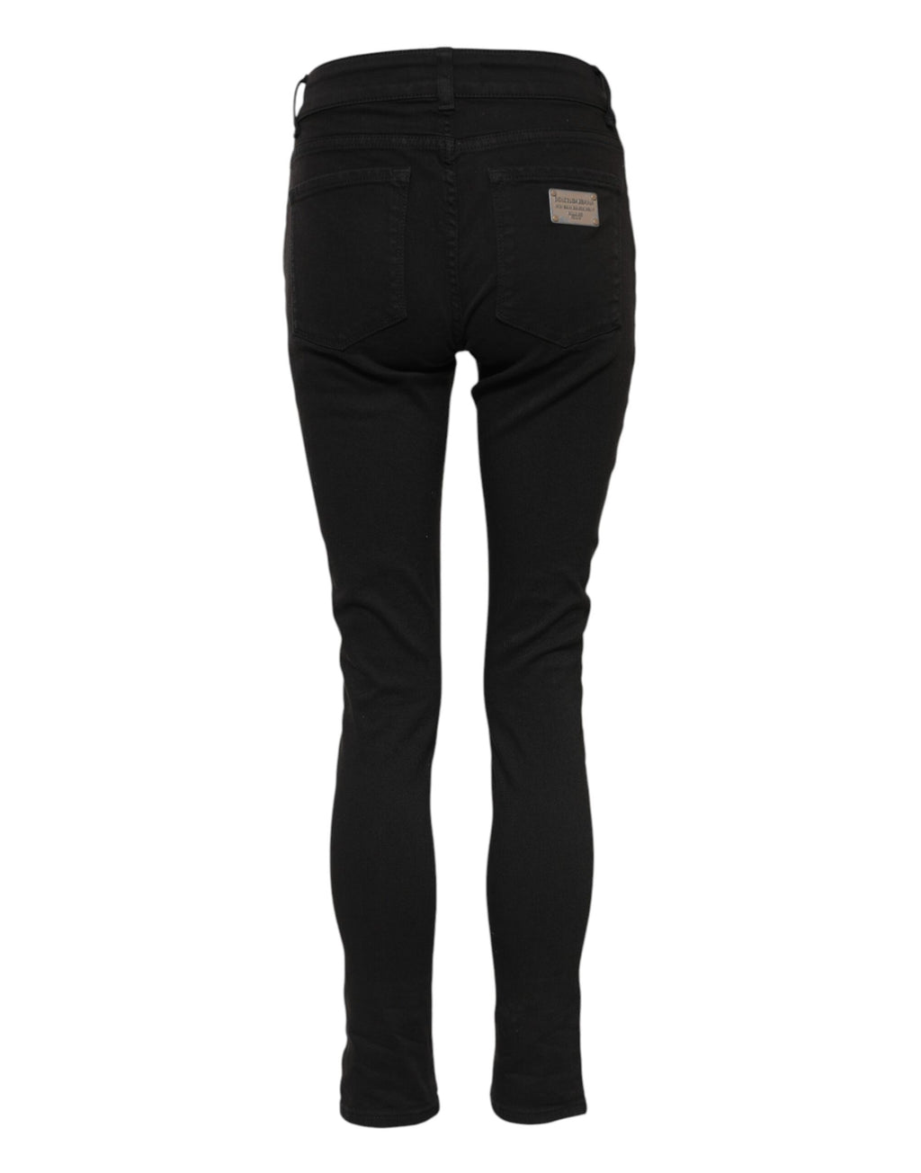Jean skinny noir en coton Dolce & Gabbana avec logo, taille mi-haute, denim élégant et ajusté.