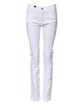 Jeans skinny blancs Dolce & Gabbana GRACE taille moyenne, en denim moulant et tendance, visible en gros plan.