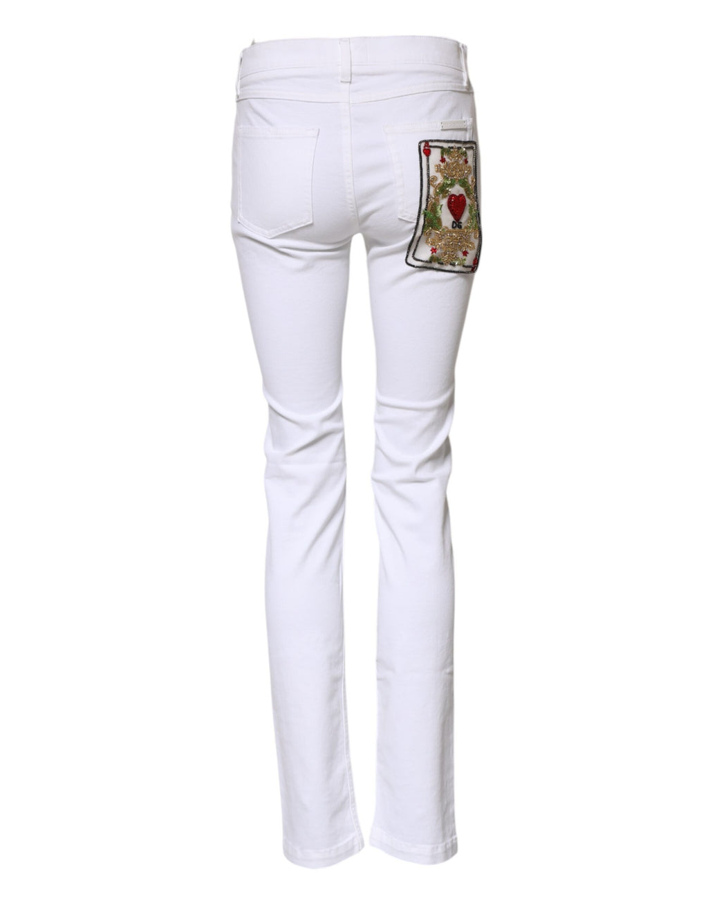 Jeans skinny en denim blanc à taille moyenne Dolce & Gabbana, coupe ajustée et moderne, vue de face.