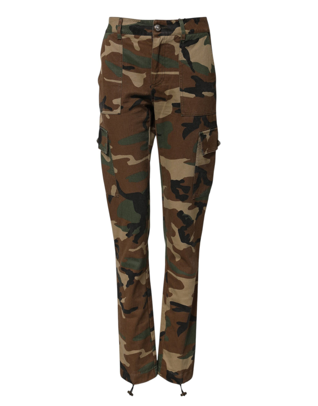 Pantalons cargo camouflage multicolores Dolce & Gabbana, style décontracté avec poches latérales, tissu léger et design tendance.