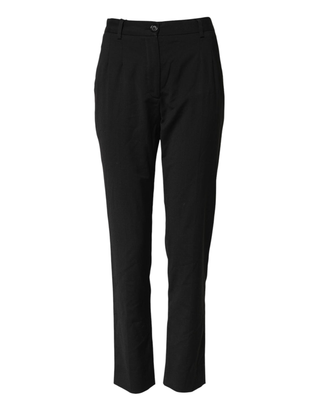 Pantalon tapered noir à taille haute Dolce & Gabbana STAFF, coupe élégante et moderne, en tissu fluide.