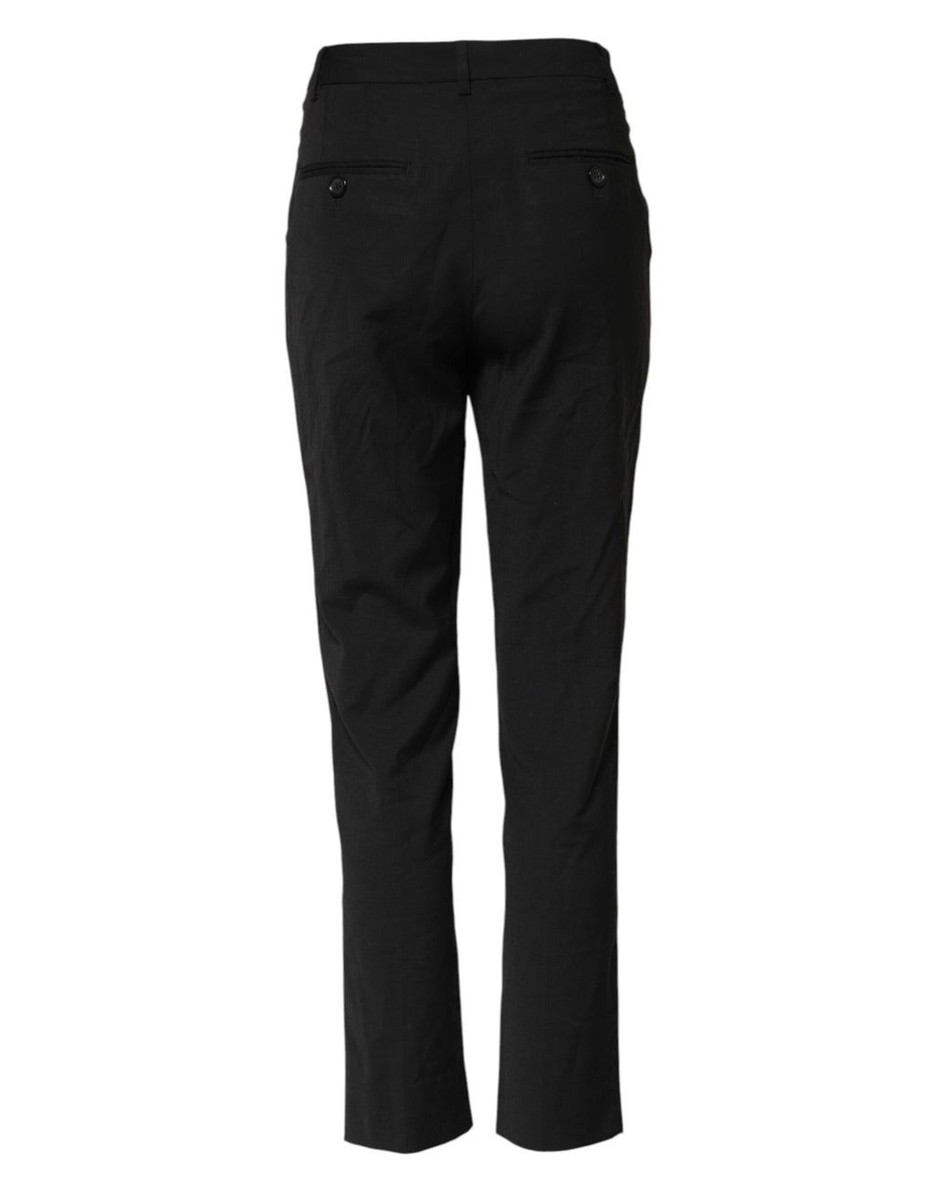 Pantalon noir Dolce & Gabbana STAFF à taille haute et coupe tapered, en tissu élégant pour un style sophistiqué.