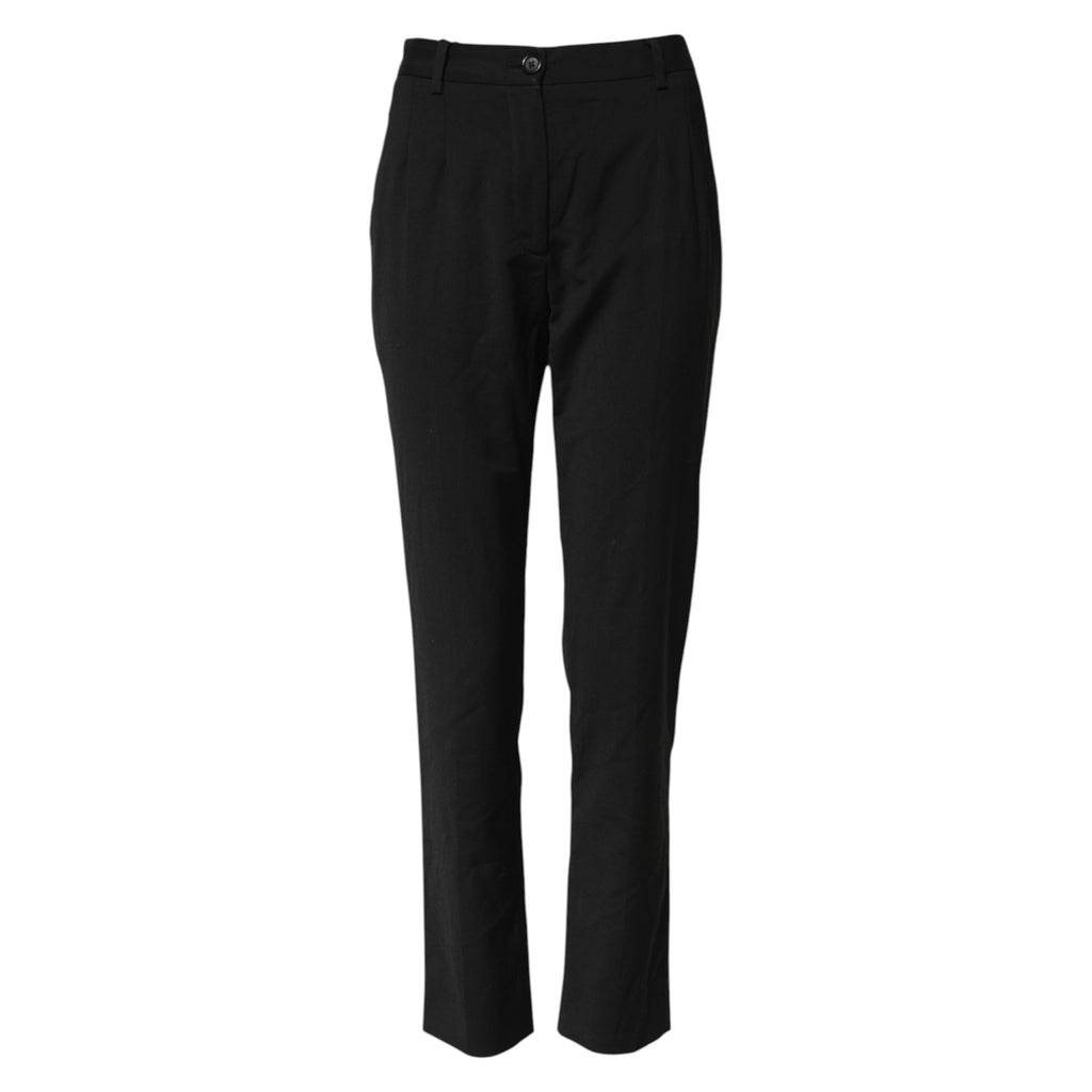 Pantalon noir à taille haute et coupe tapered de Dolce & Gabbana, style élégant et moderne.