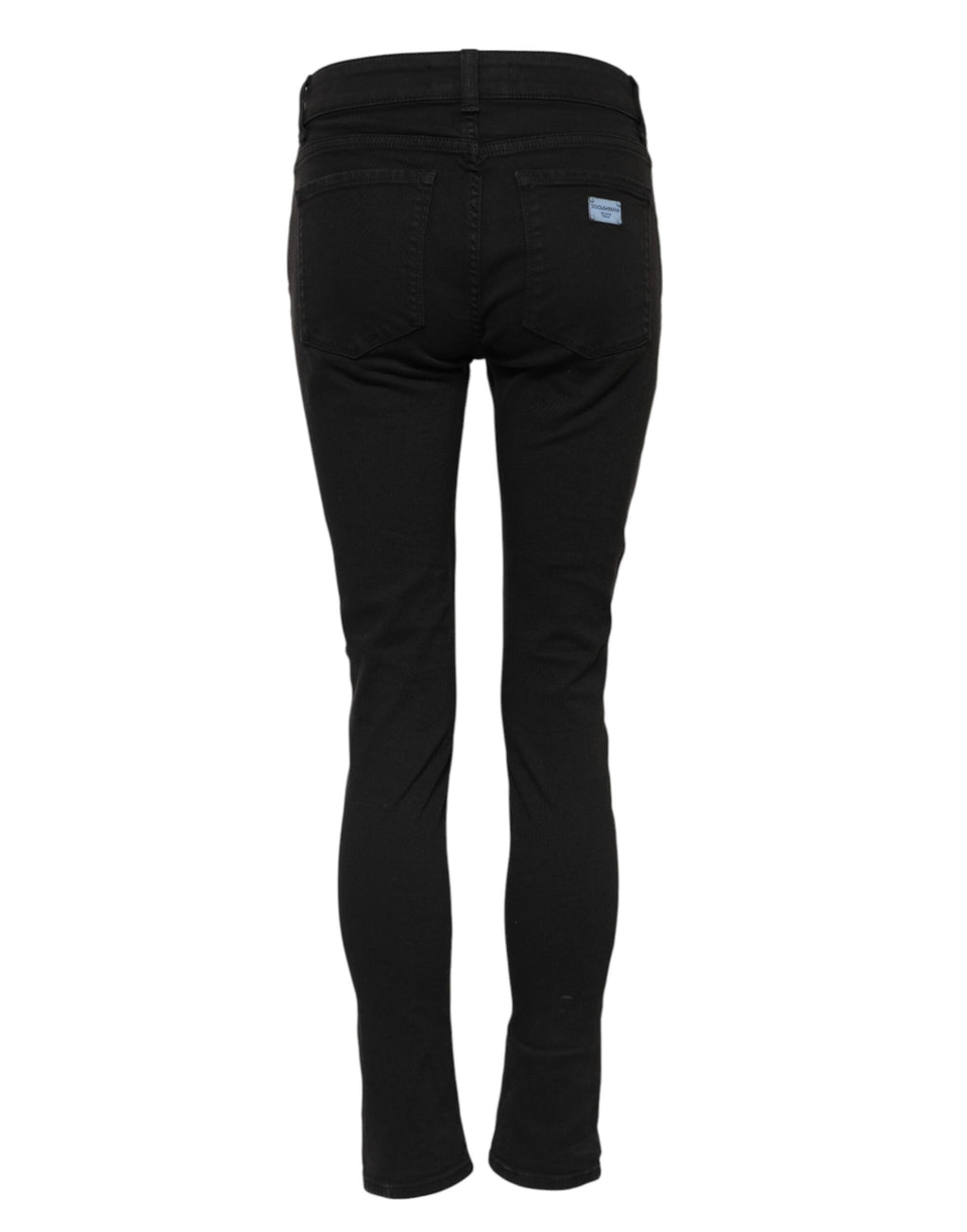 Jeans skinny en coton noir Dolce & Gabbana, logo, taille mi-haute, denim, mode élégante, vue de face.