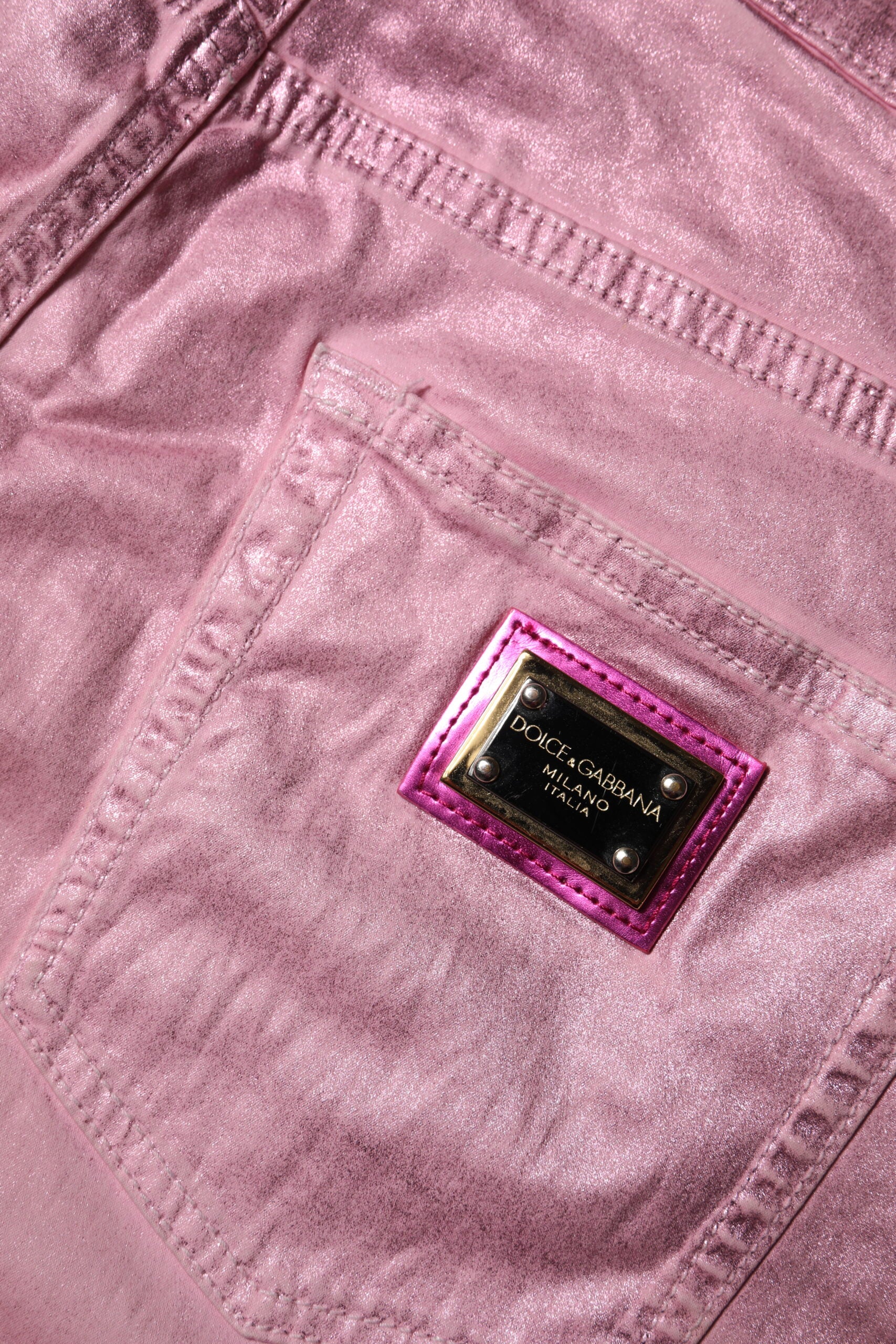 Jeans skinny rose à taille haute Dolce & Gabbana, en denim, avec coupe ajustée et détails modernes.