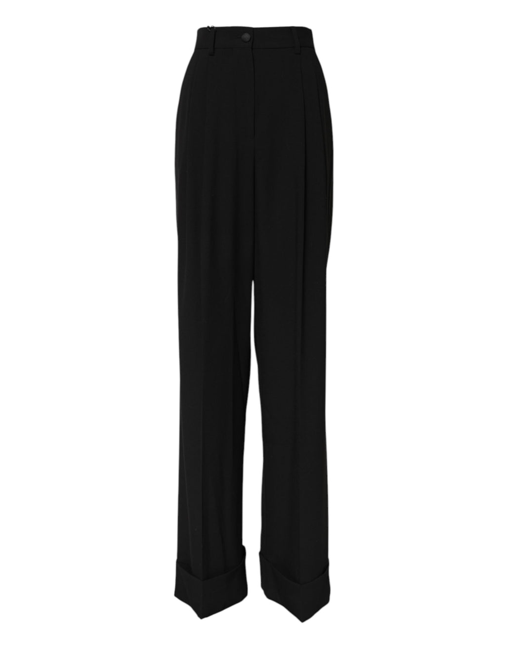 Pantalon formel en laine noire à taille haute de Dolce & Gabbana, style élégant et sophistiqué.