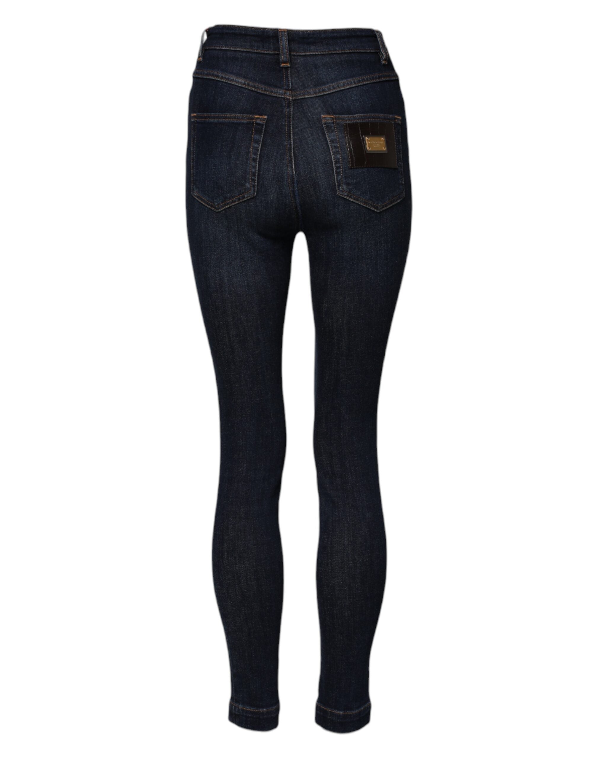 Jeans skinny en denim bleu à taille haute Dolce & Gabbana Grace, coupe ajustée et style élégant visible sur l'image.
