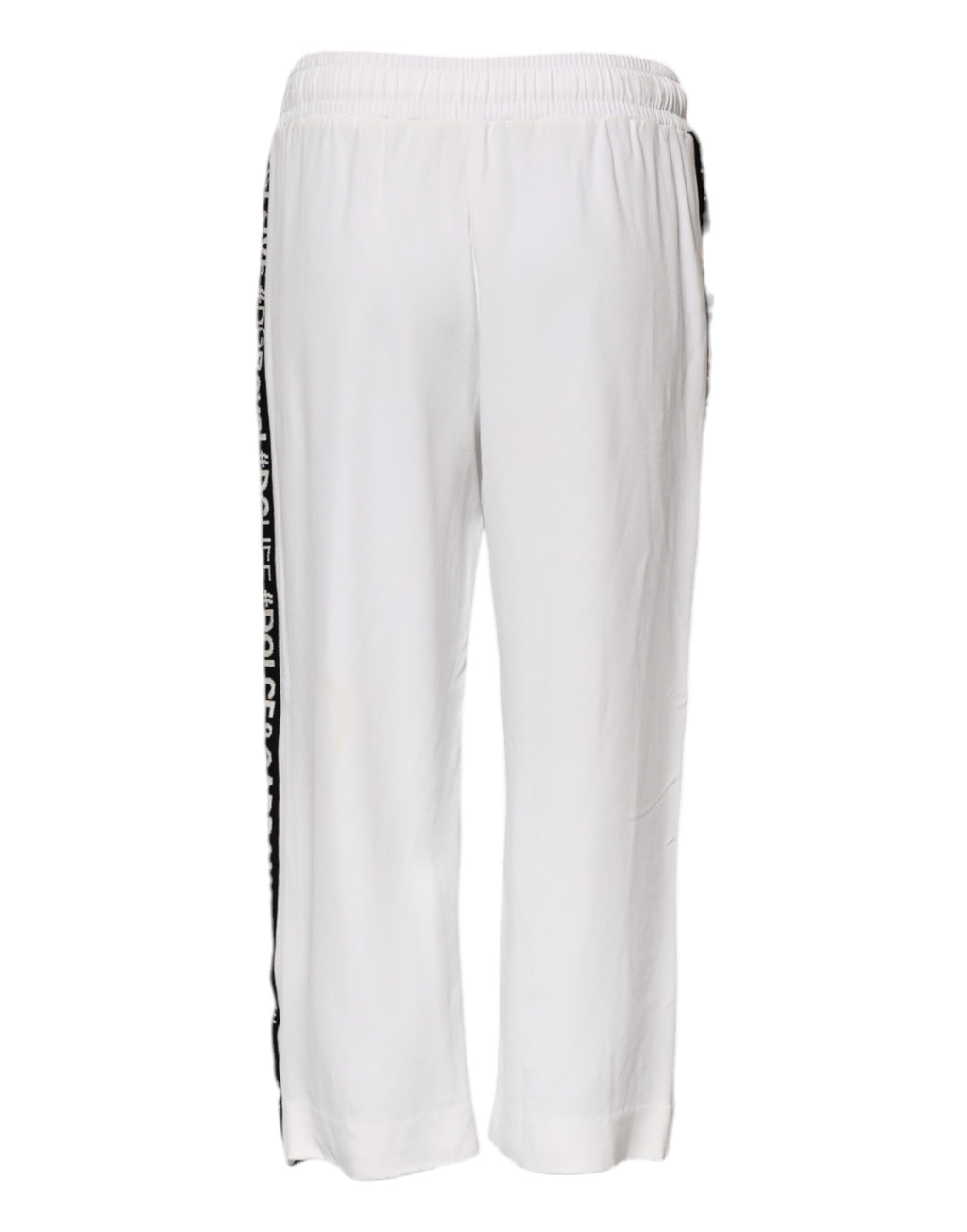 Pantalon jogging blanc en viscose de Dolce & Gabbana, pantalon décontracté avec ceinture élastique et poches latérales.