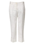 Pantalon en coton blanc à jacquard floral Dolce & Gabbana, coupe élégante et détails sophistiqués, vue de face.