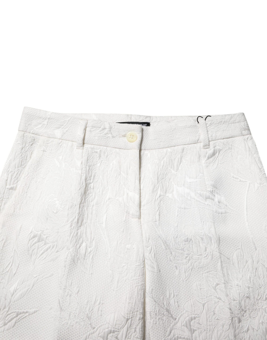 Pantalon en coton blanc à motif floral jacquard de Dolce & Gabbana, style élégant et sophistiqué.