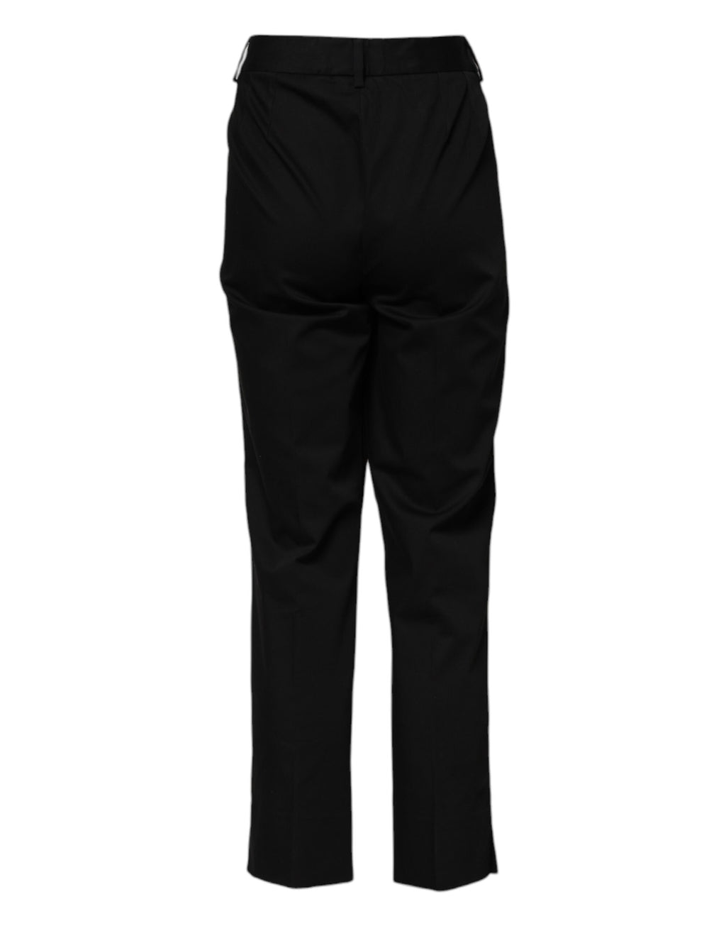 Pantalon noir en coton à taille haute de Dolce & Gabbana, style formel élégant et ajusté, pour femme.