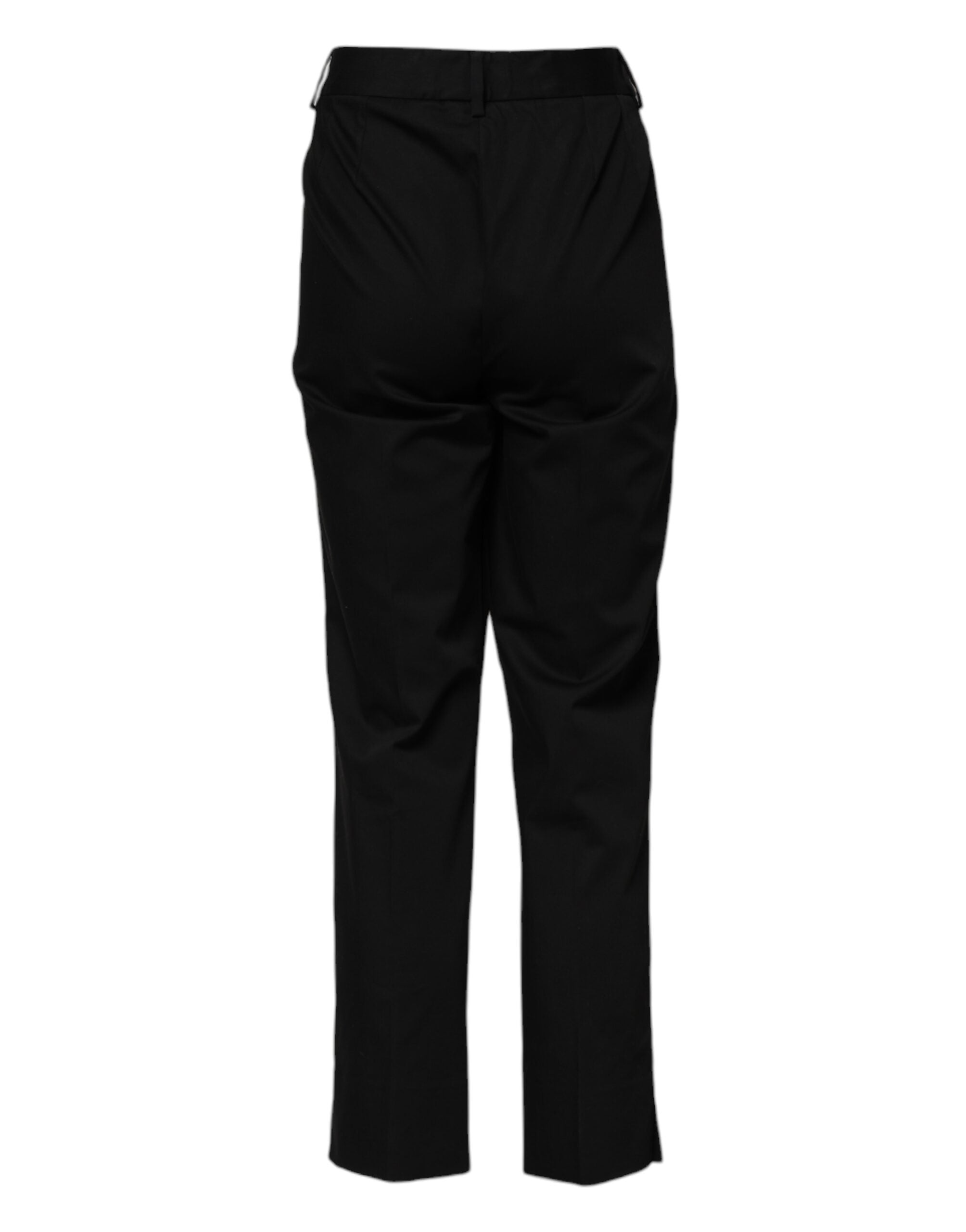 Pantalon noir en coton à taille haute de Dolce & Gabbana, style formel élégant et ajusté, pour femme.