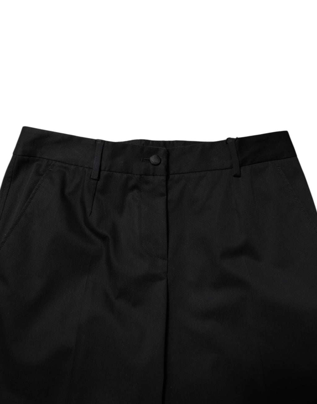 Pantalon formel noir en coton à taille haute de Dolce & Gabbana, style élégant et sophistiqué pour femmes.