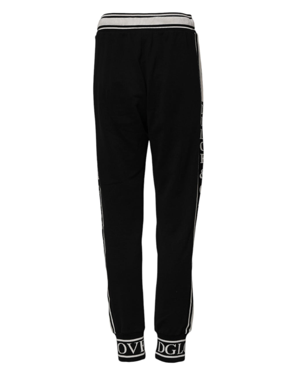 Pantalon jogger noir en coton Dolce & Gabbana avec logo à la taille, style décontracté et confortable.